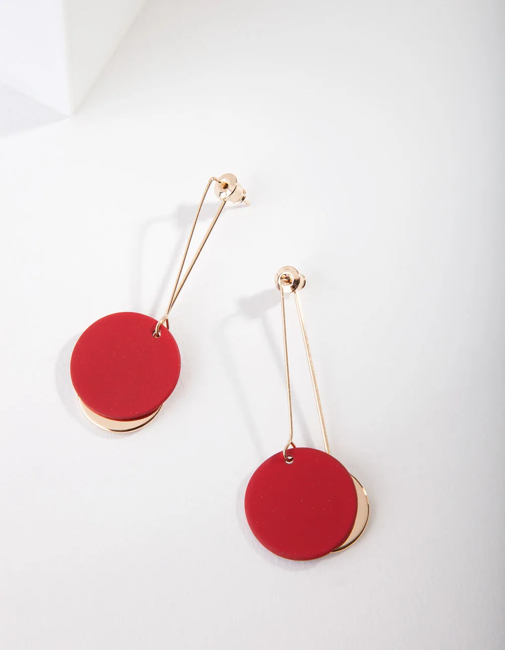 Gold Coated Disc Drop Earring