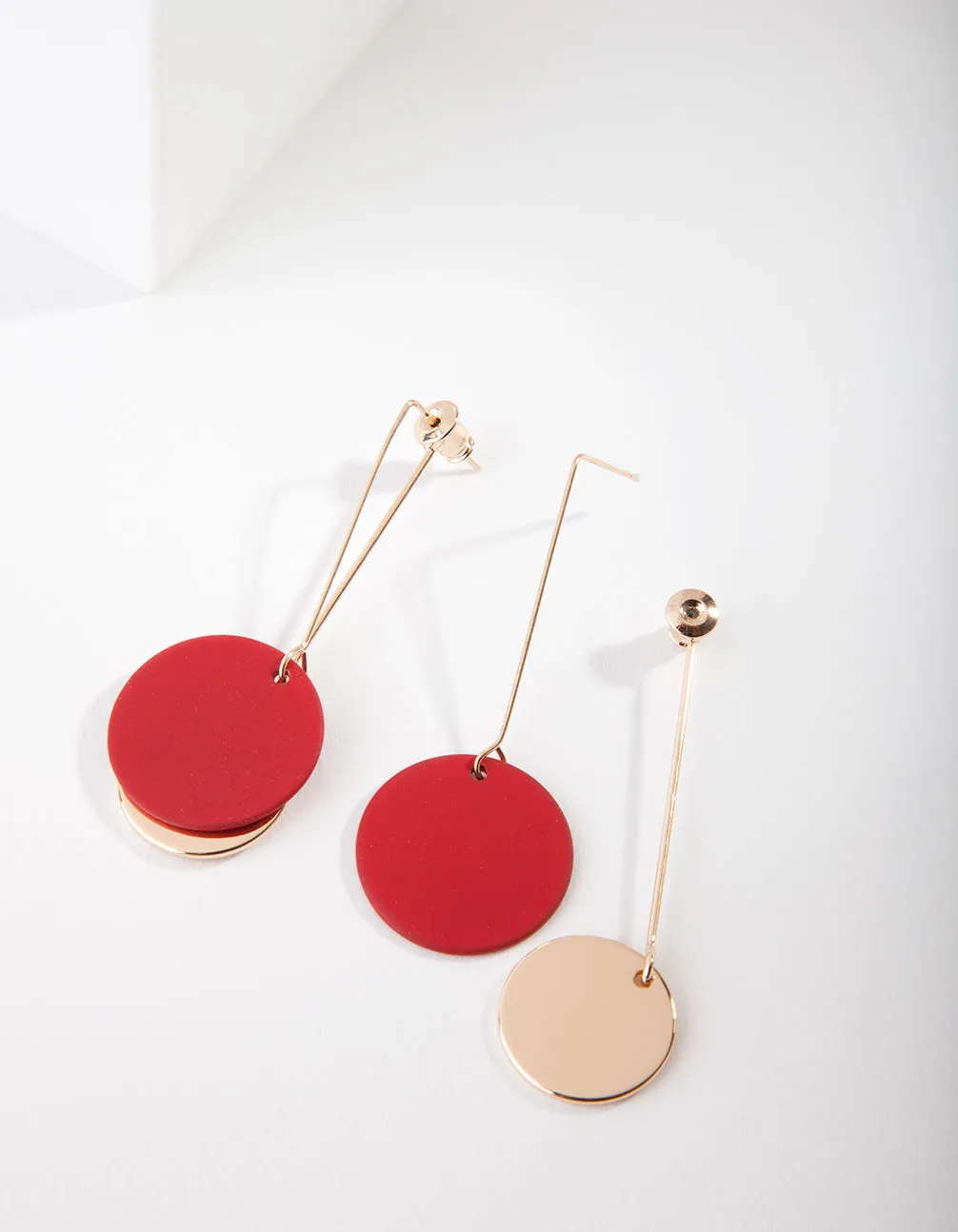Gold Coated Disc Drop Earring