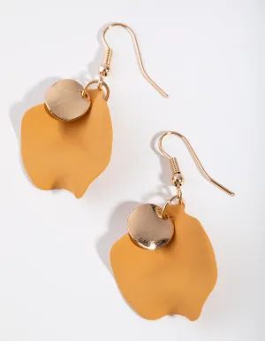 Gold Coated Disc Drop Earrings