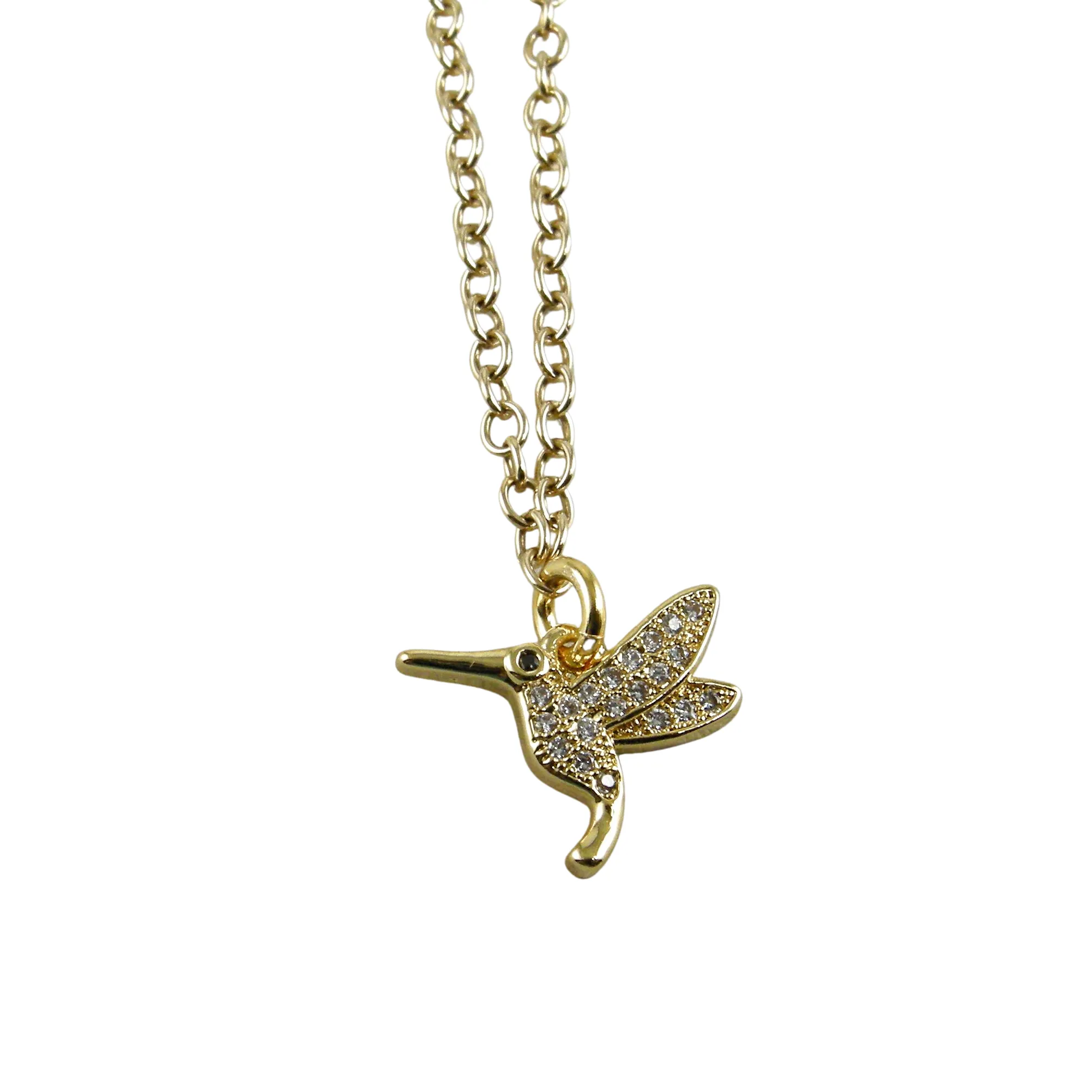 Gold Crystal Hummingbird Anklet, Hummingbird Ankle Bracelet, Dainty Hummingbird Anklet