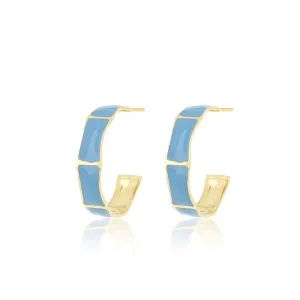 Gold earrings with hoops blue