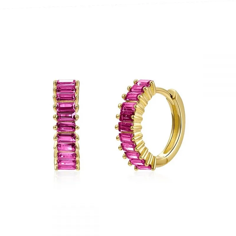 Gold Filled Stud Earrings Set For Women Ear Cuffs Colorful Zircon Dangle Hoop Earrings Fashion Party Jewelry Wholesale