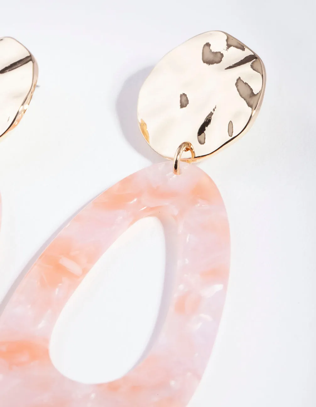 Gold Hammered Acrylic Drop Earrings