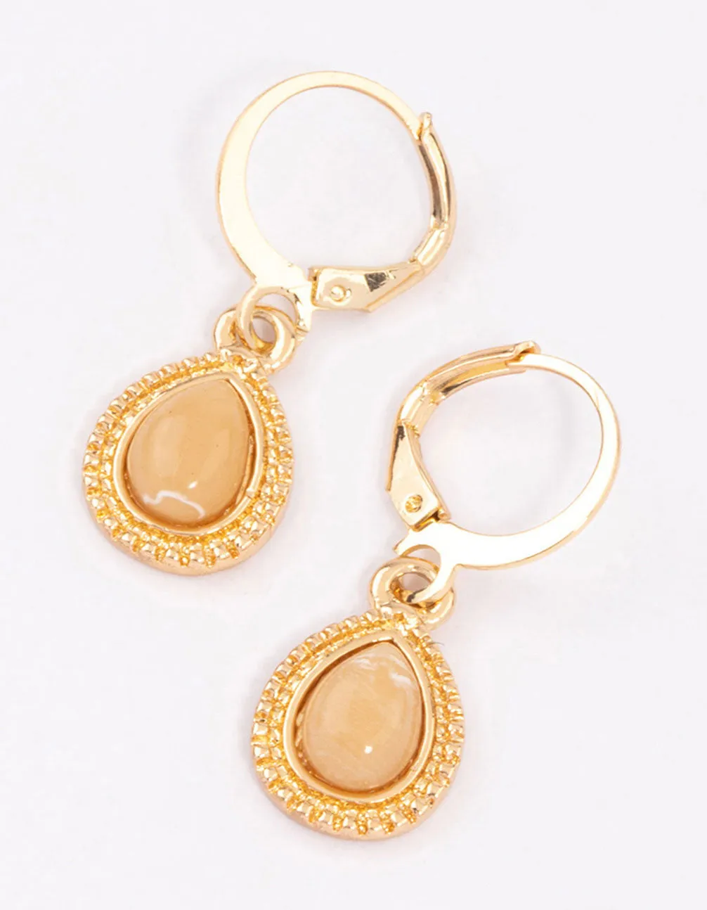 Gold Pear Encased Huggie Earrings