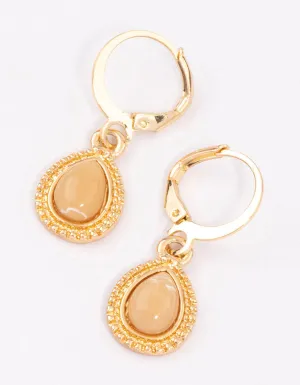 Gold Pear Encased Huggie Earrings