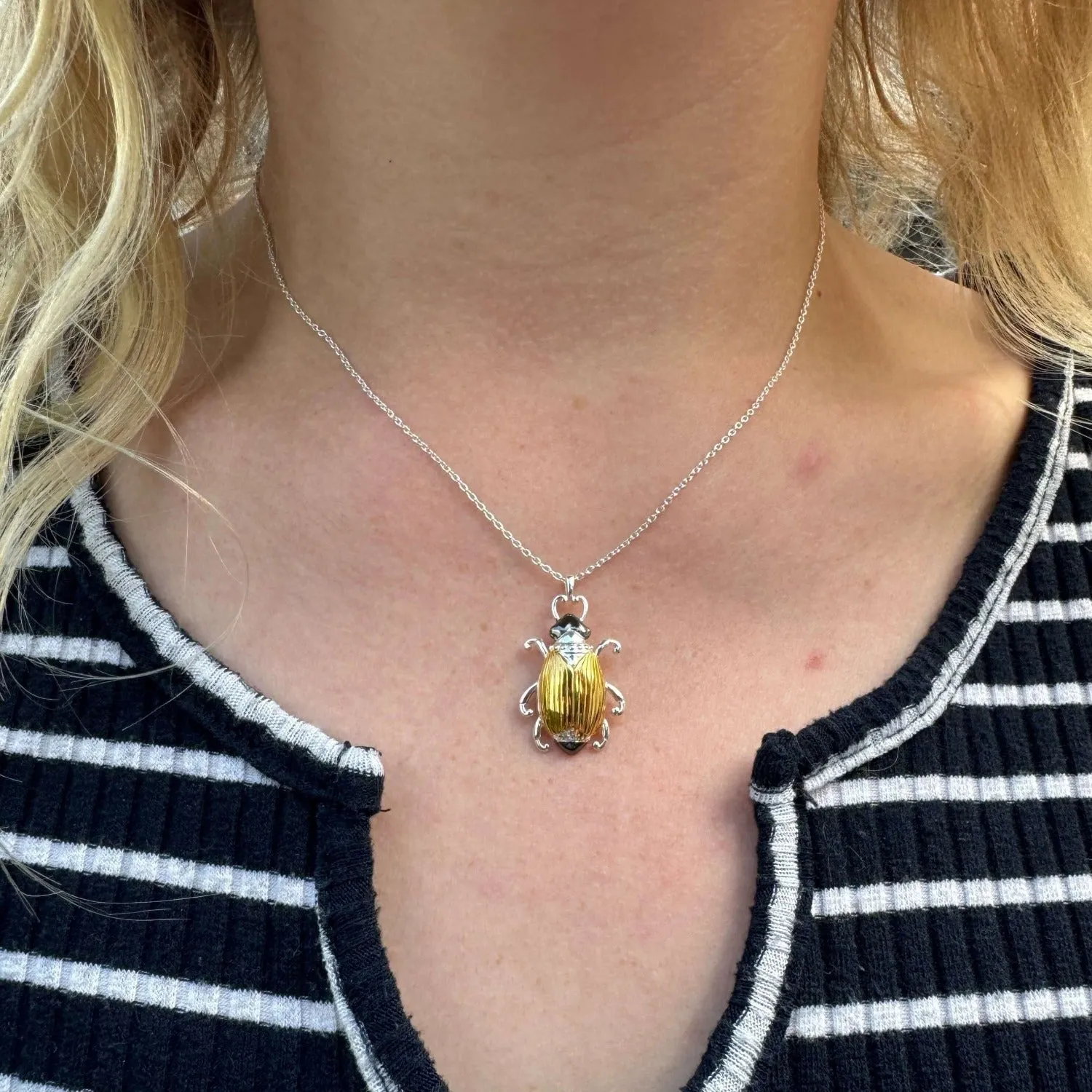 Gold Queen Beetle Necklace