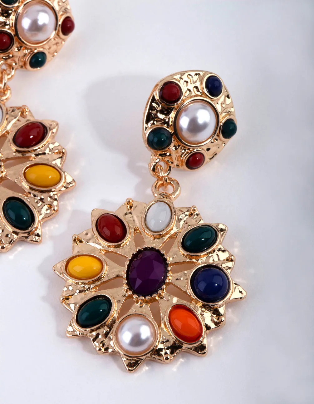 Gold Technicolour Round Earrings