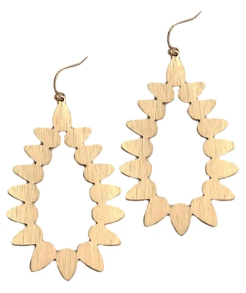 Gold Textured Teardrop Dangle Earrings