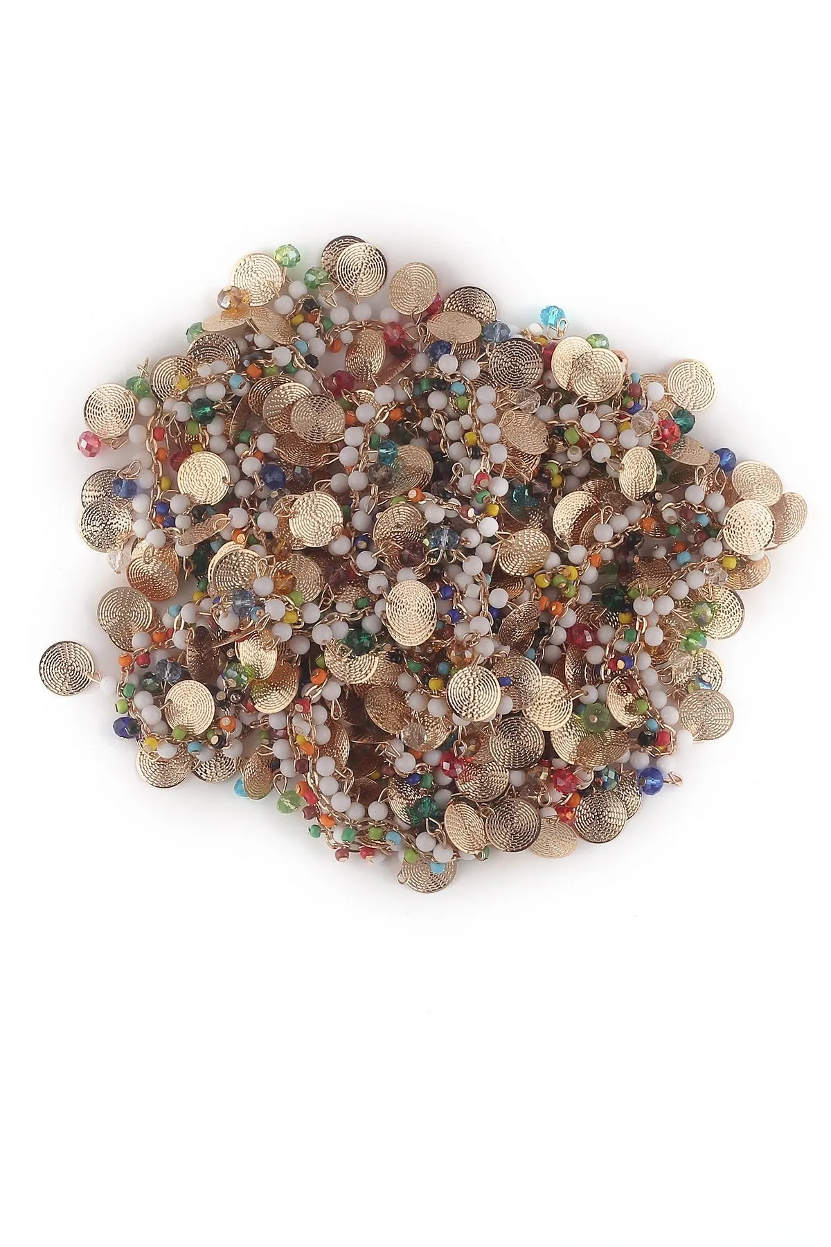 Golden Cable Link Chain Multicolor Beaded Designer Metal Lace