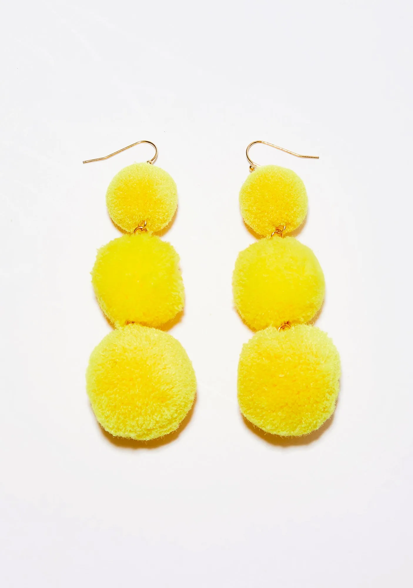 Golden Lil' Fluff Ball Earrings