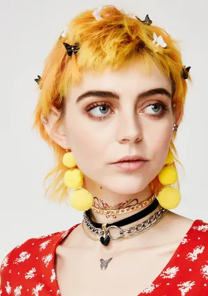 Golden Lil' Fluff Ball Earrings