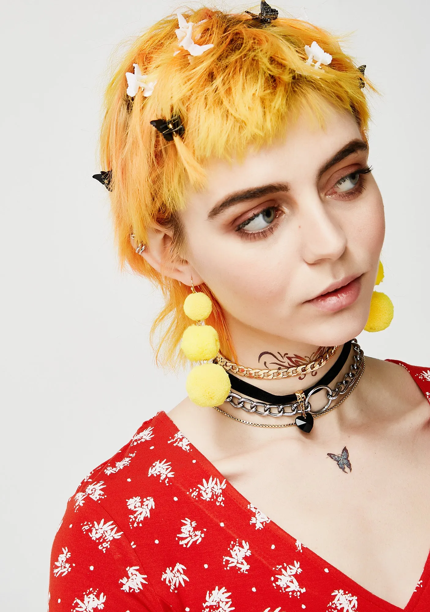 Golden Lil' Fluff Ball Earrings