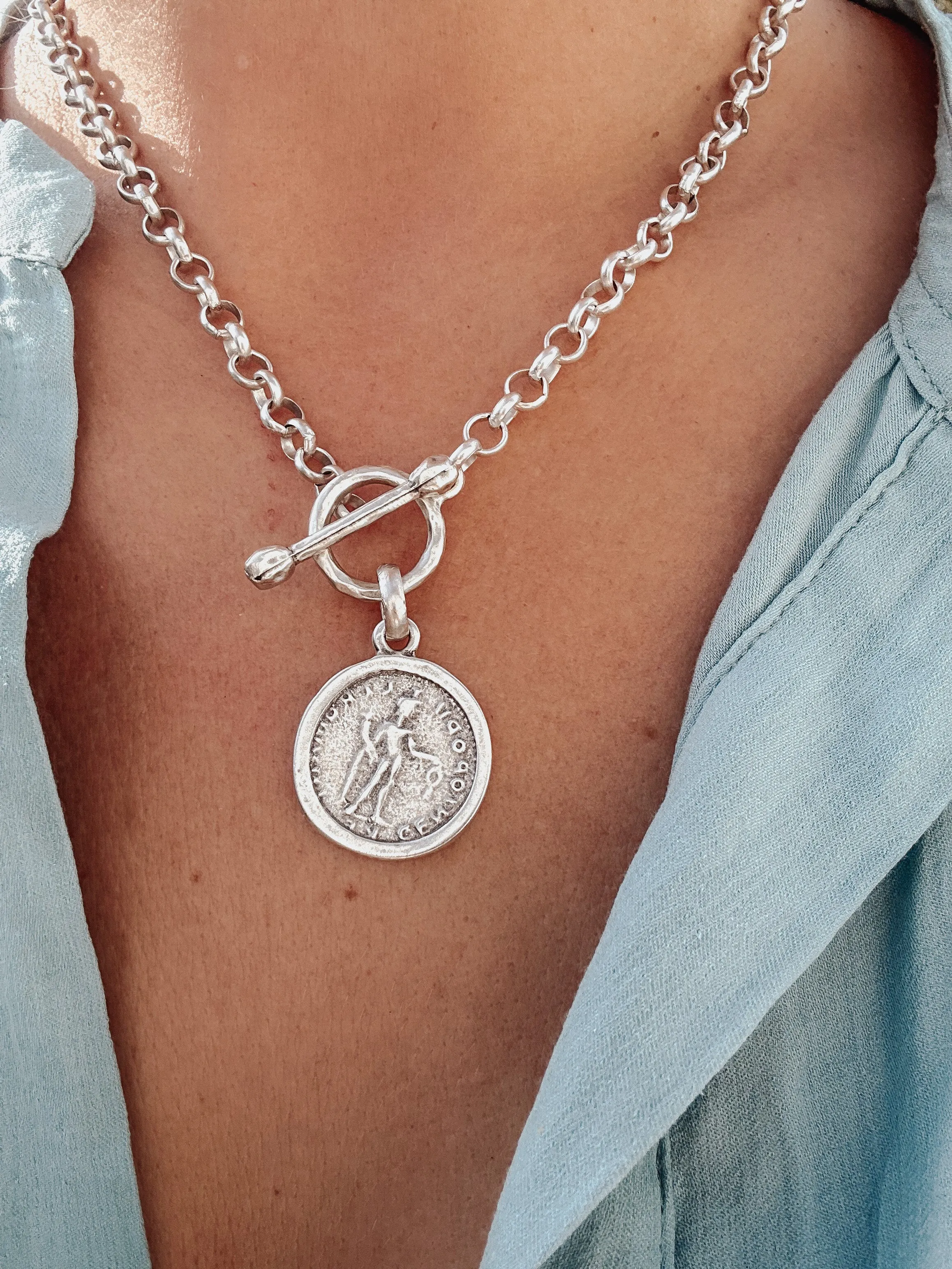 Greek Coin Medallion Necklace