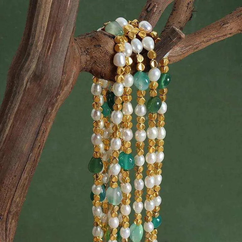 Green agate and pearl Limited edition