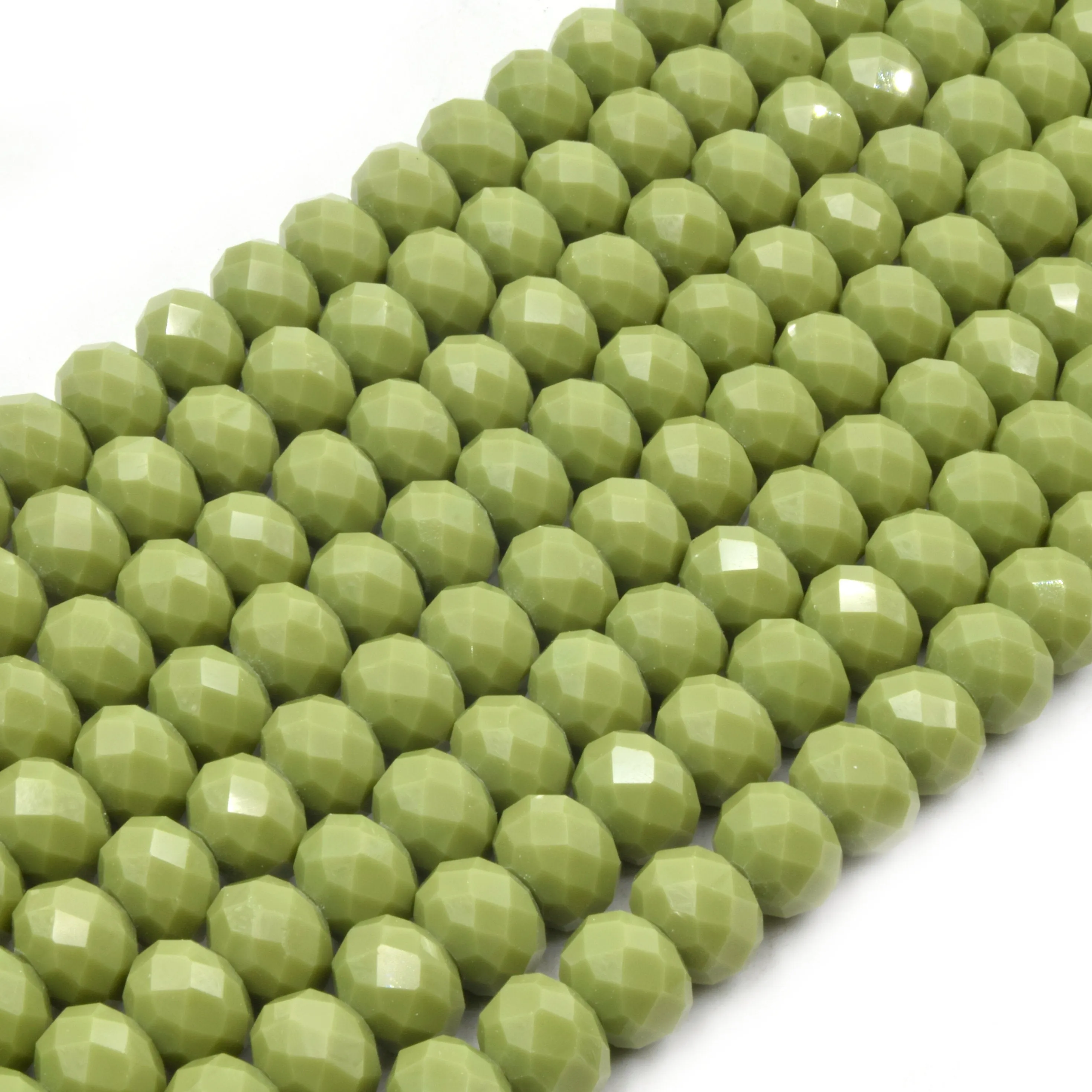 Green Chinese Crystal Beads | 10mm Faceted Opaque Rondelle