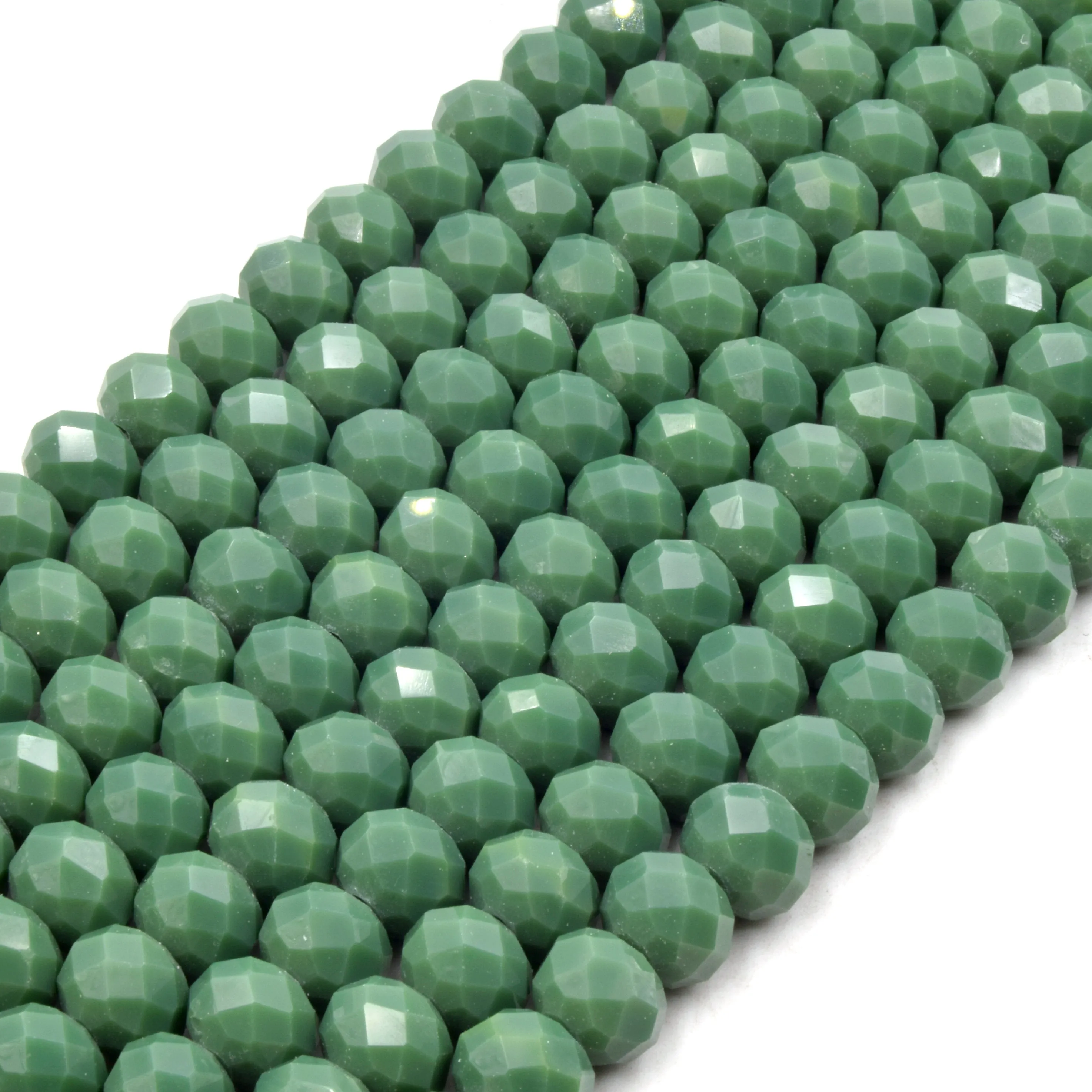 Green Chinese Crystal Beads | 10mm Faceted Opaque Rondelle