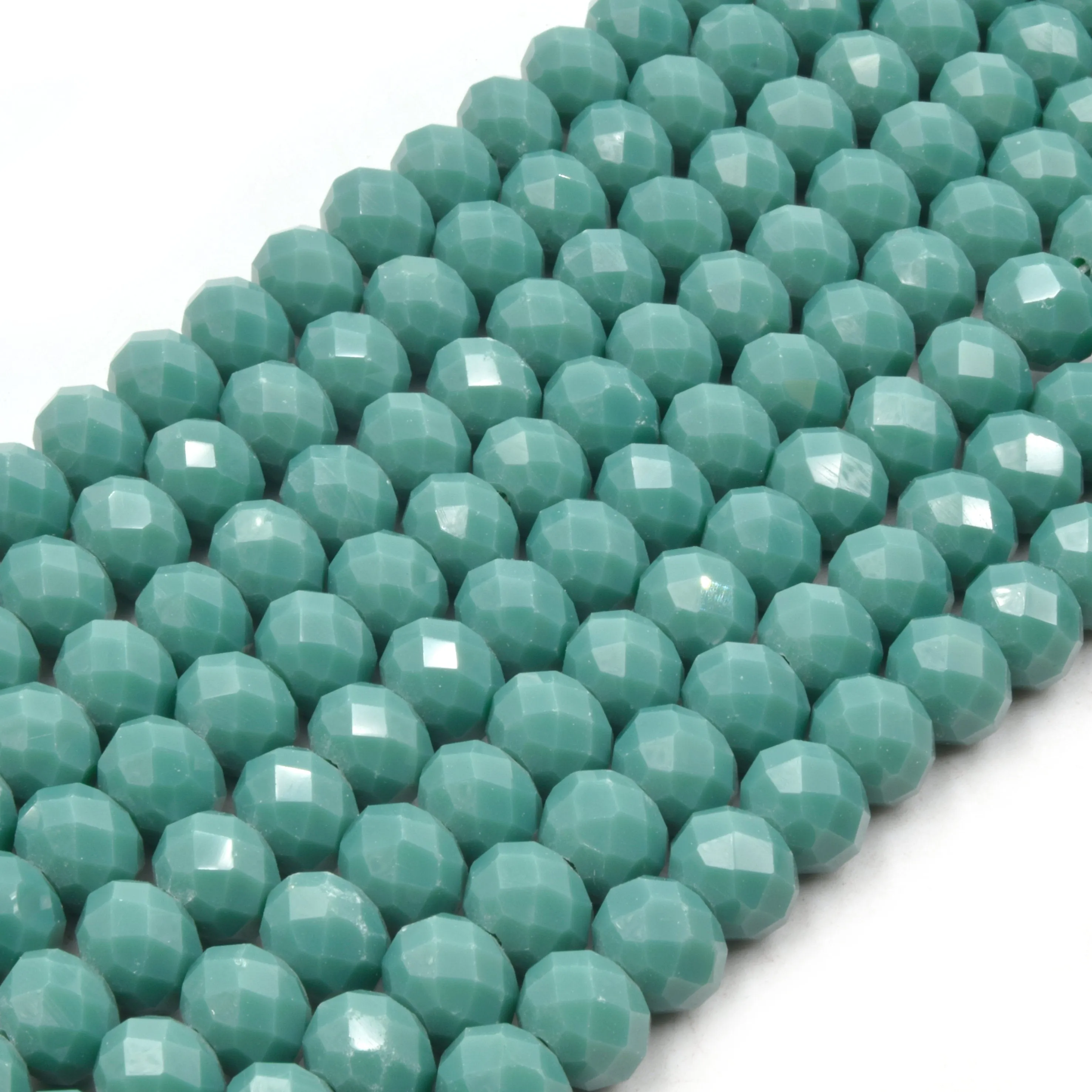 Green Chinese Crystal Beads | 10mm Faceted Opaque Rondelle