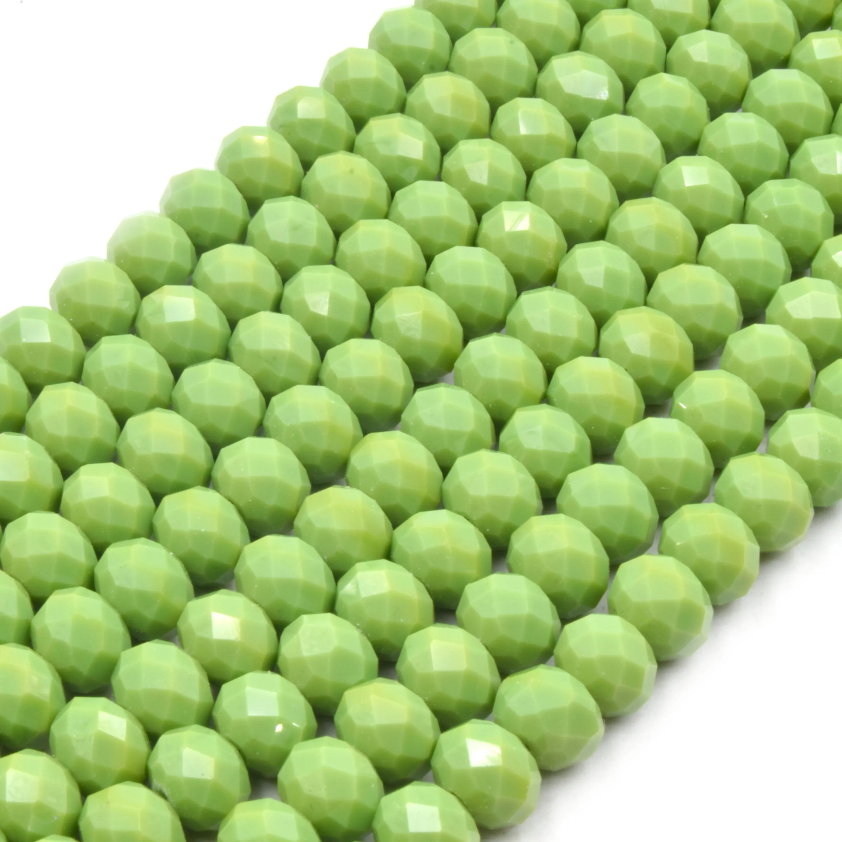 Green Chinese Crystal Beads | 10mm Faceted Opaque Rondelle