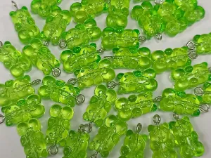 Green Teddy Bear Acrylic Beads- 16x10 mm