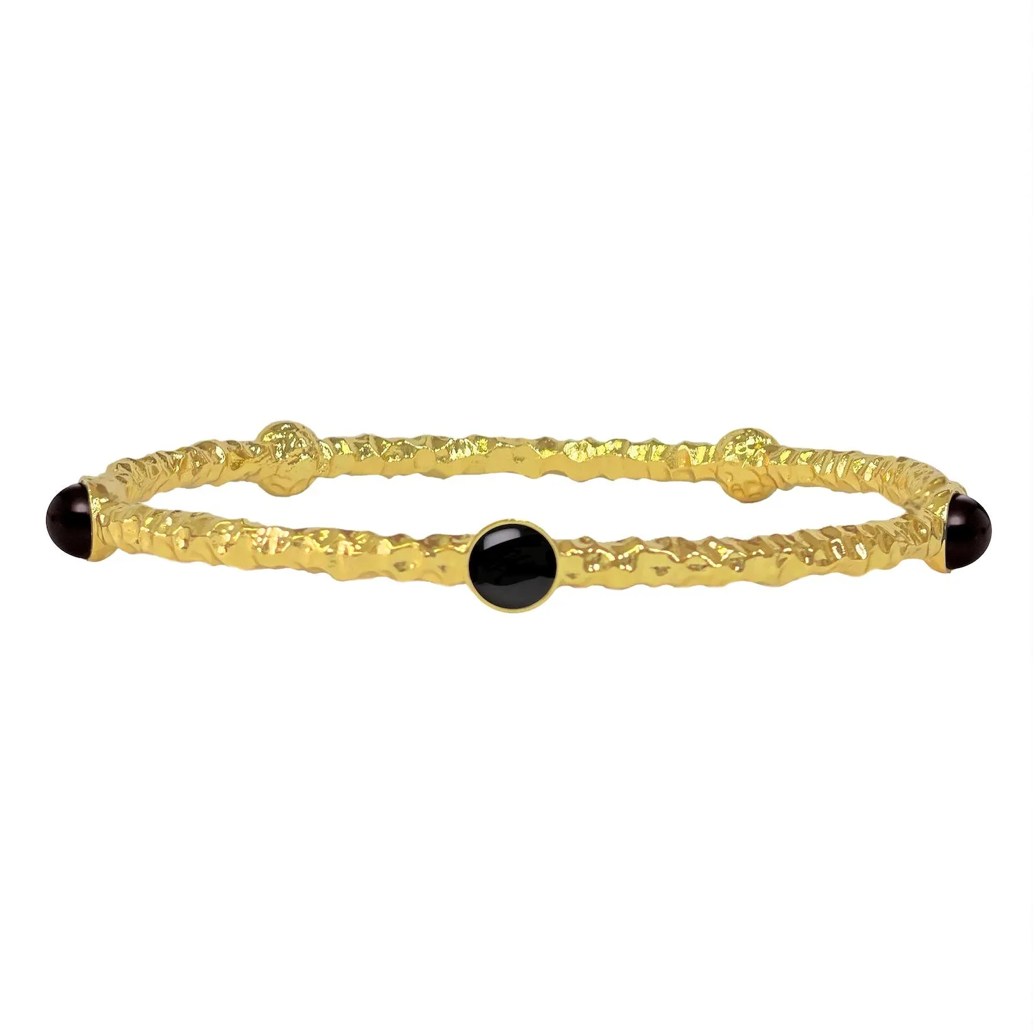 Halcyon Days - Cabochon  - Black - Gold  - Torque Bangle