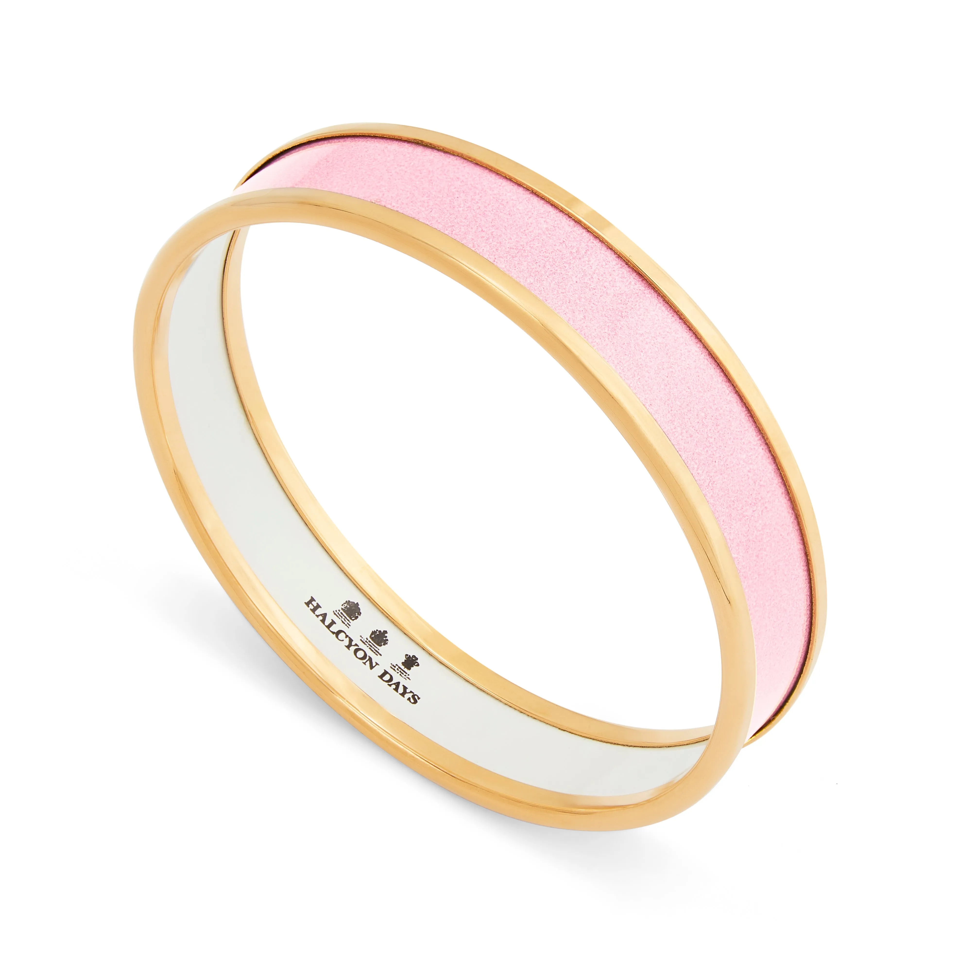 Halcyon Days Pale Pink & Gold Enamel Bangle
