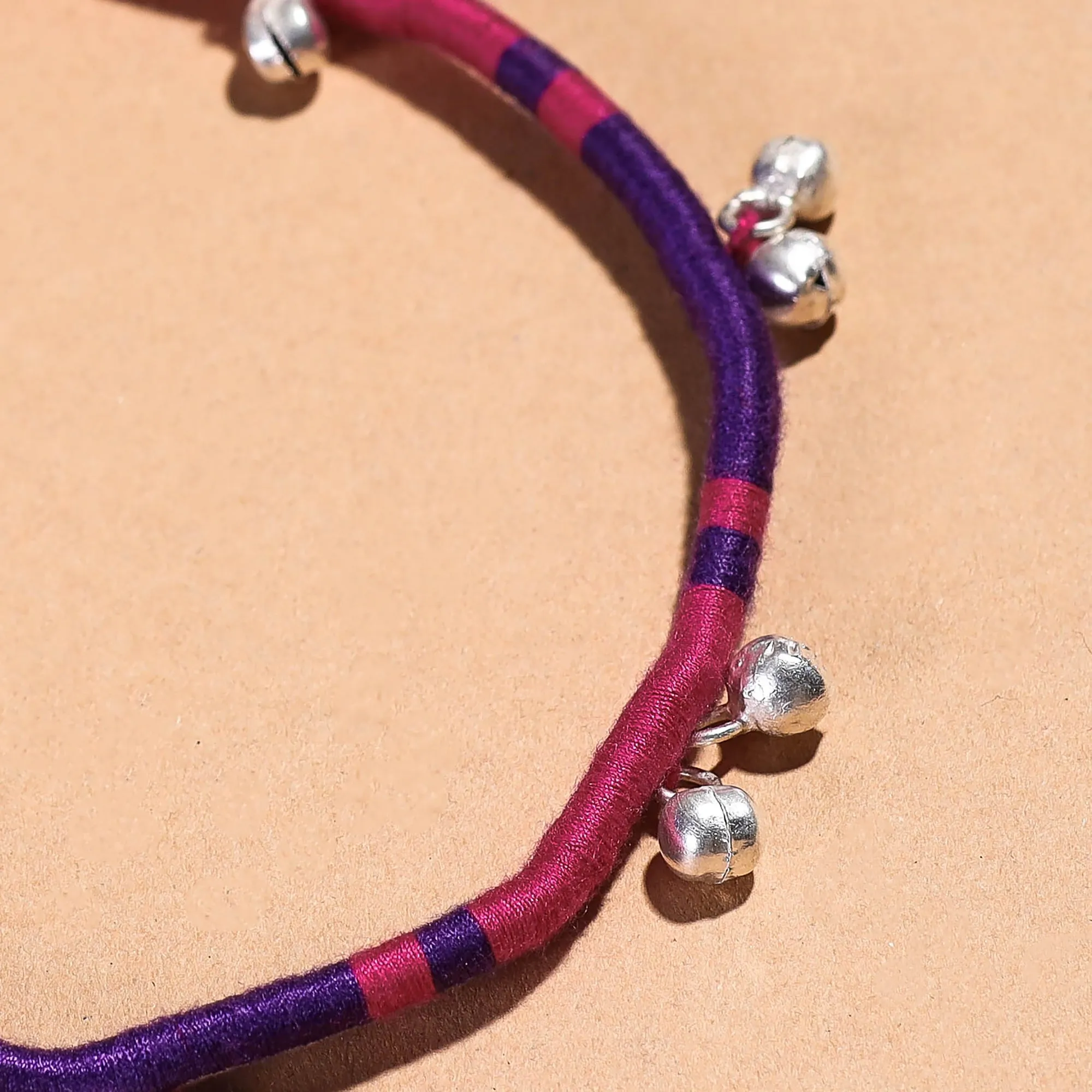 Handcrafted Patwa Thread & Ghungroo Work Anklet 11