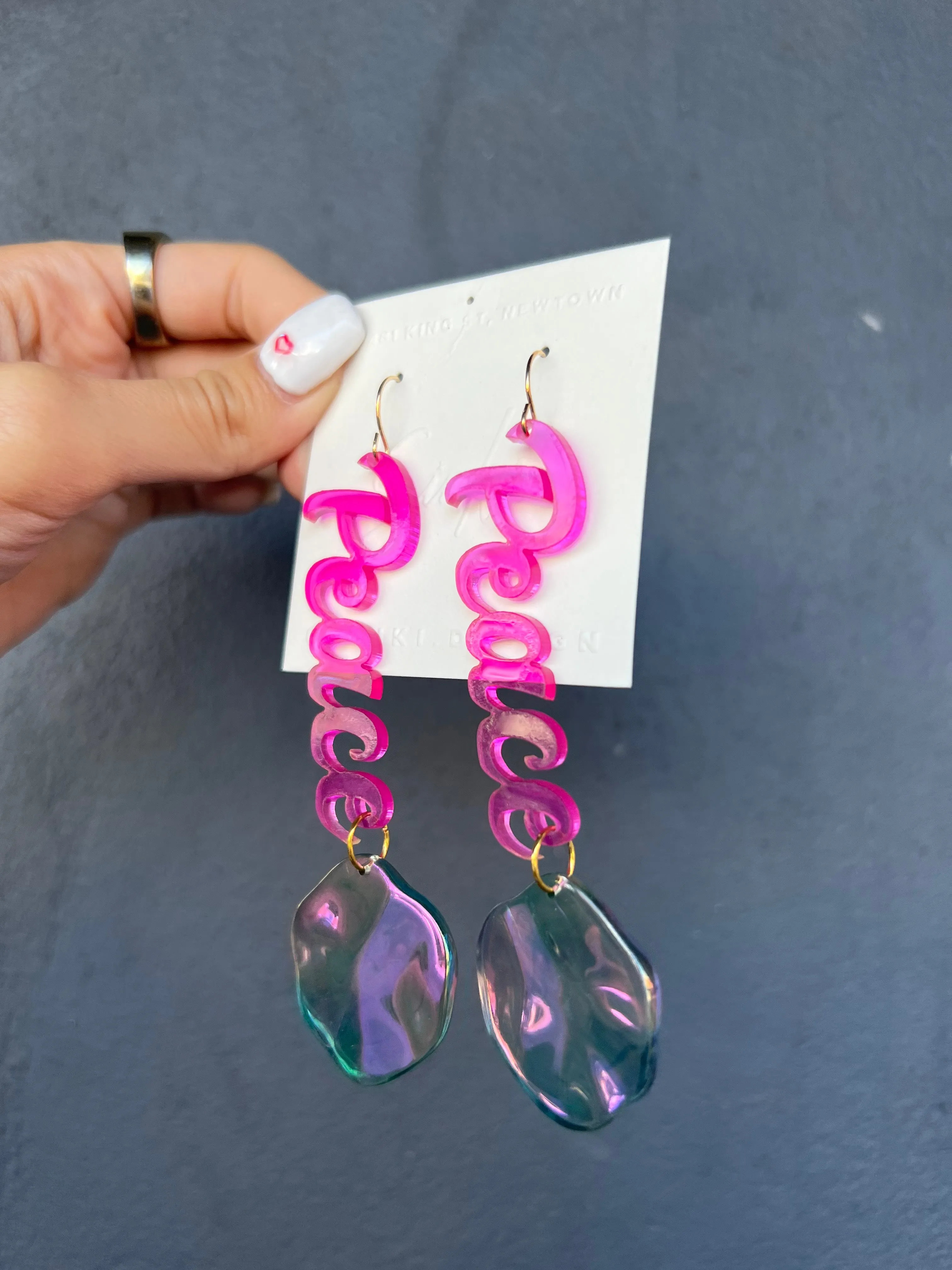 Handmade Acrylic Peace Earrings
