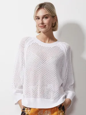Holey Top In White - Last One Sz Medium