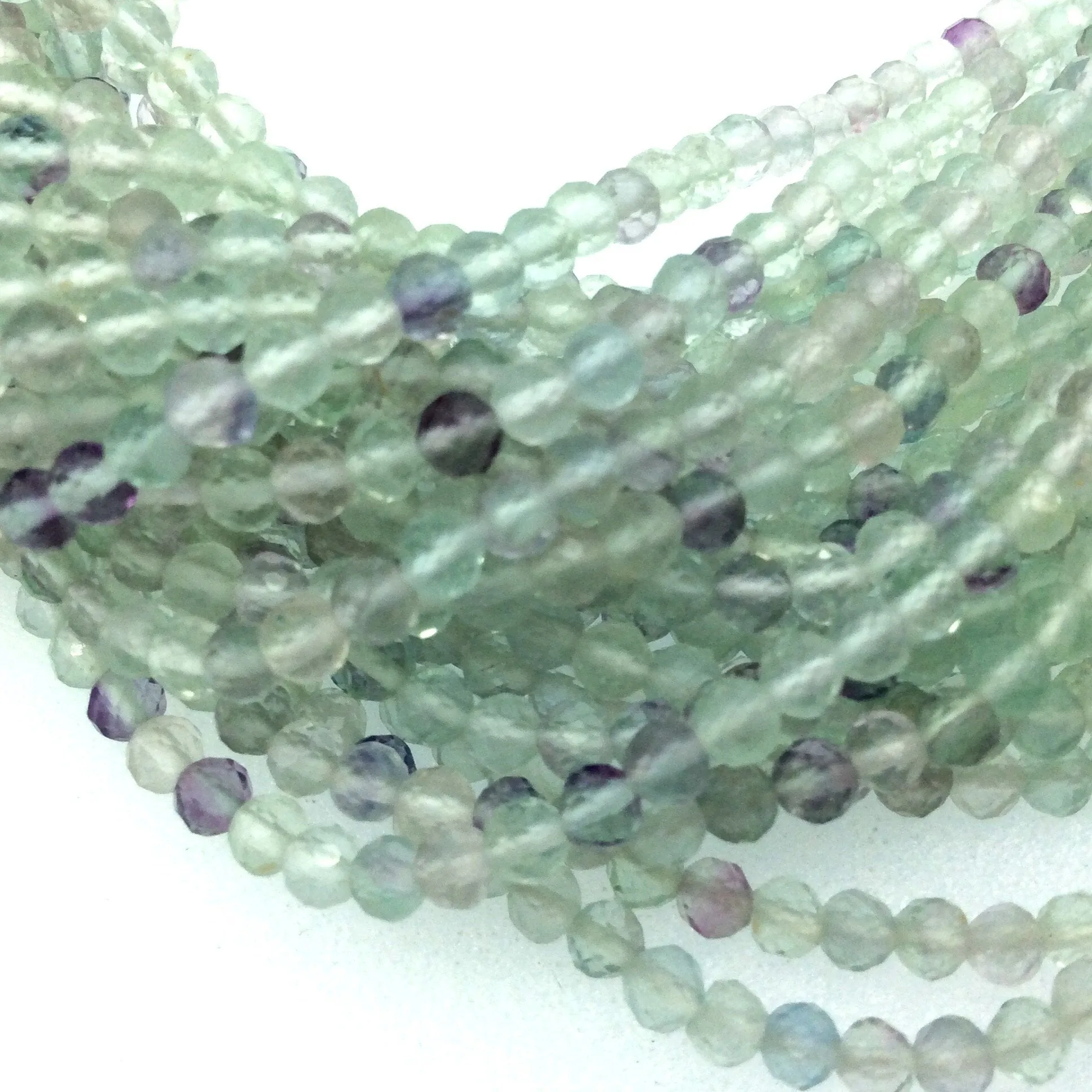 Holiday Special! 3.5mm x 3.5mm Faceted Natural Pale Rainbow Fluorite Round Beads - 13" Strand (~ 98 Beads)