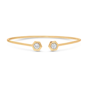 Honey Comb Gold and Diamond Flexible Bangle