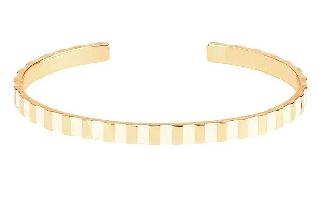 INES Bangle lacquer adjustable thin cuff bangle in gilded brass White sand