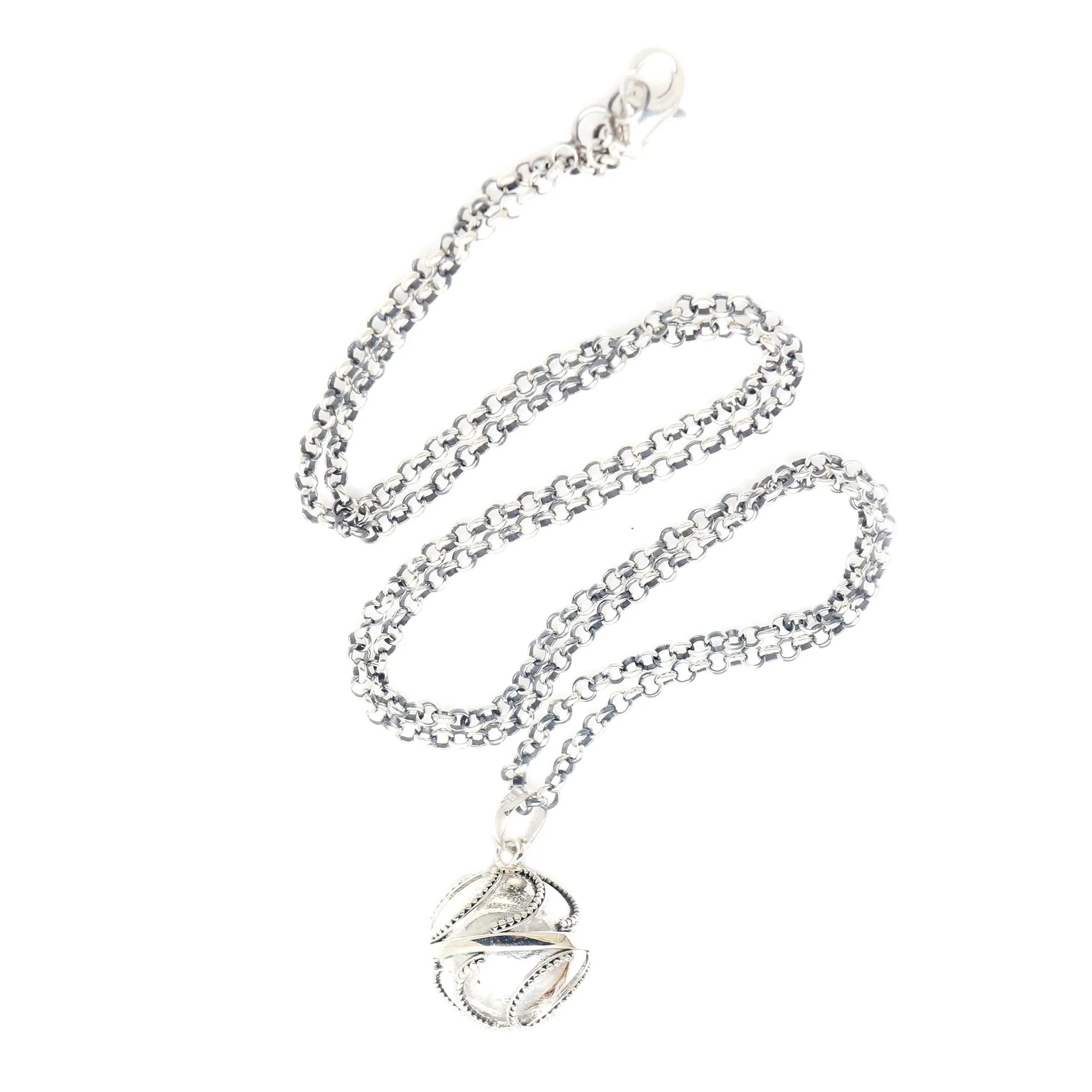 Jawan Embrace Modern Balinese Silver Sterling Harmony Ball Necklace