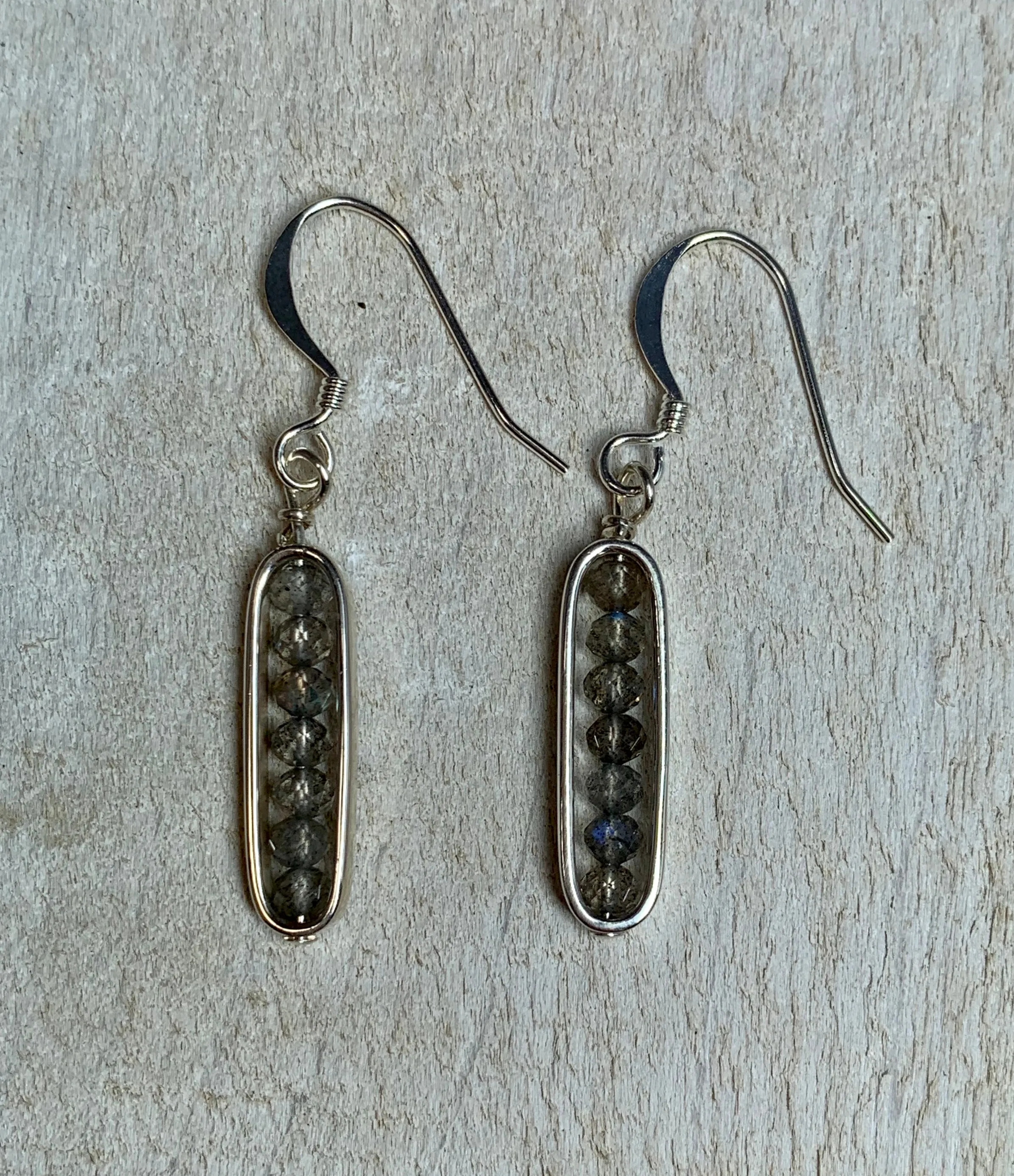 Labradorite and Sterling Silver Oval Framed Necklace