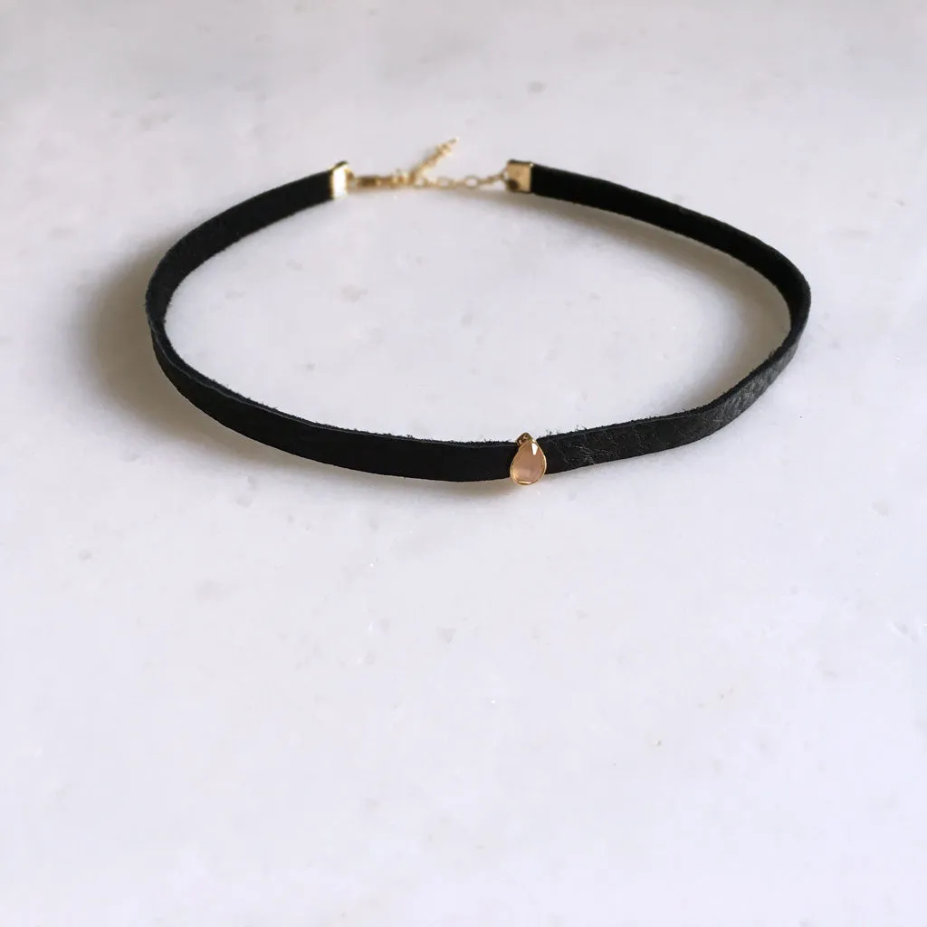 Leather choker and chain wrap necklace #TA17002