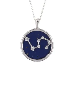 Leo Constellation Pendant Necklace in Silver with Lapis Lazuli