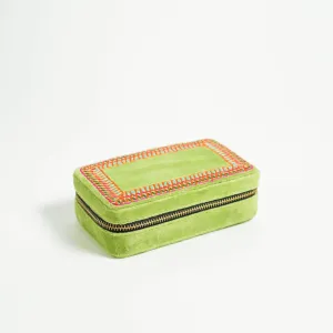 Lime Green Rectangular Embroidered Jewellery box