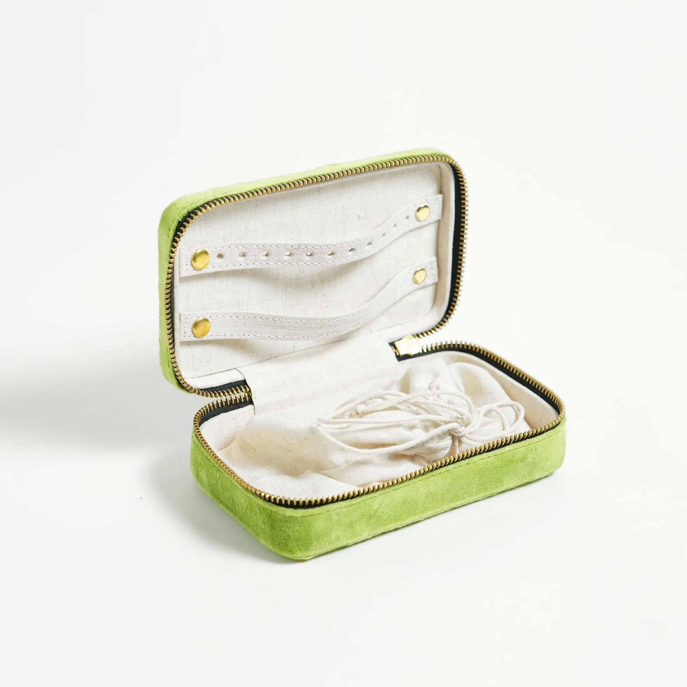 Lime Green Rectangular Embroidered Jewellery box
