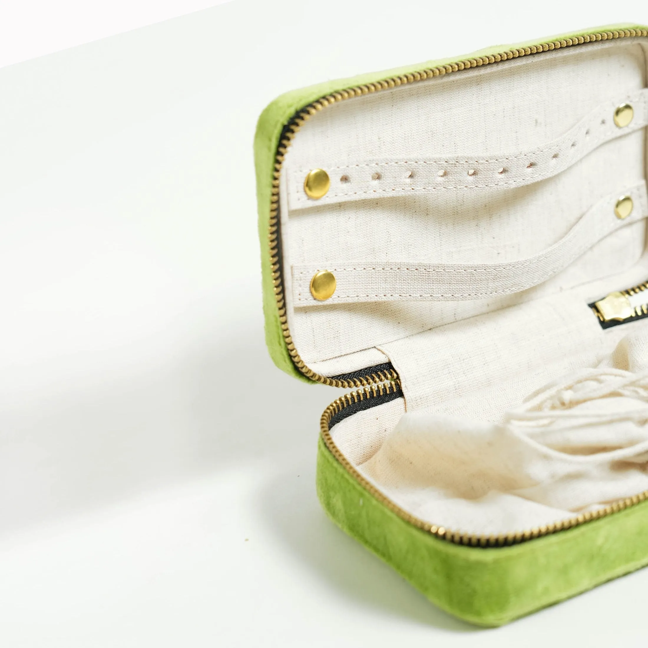 Lime Green Rectangular Embroidered Jewellery box