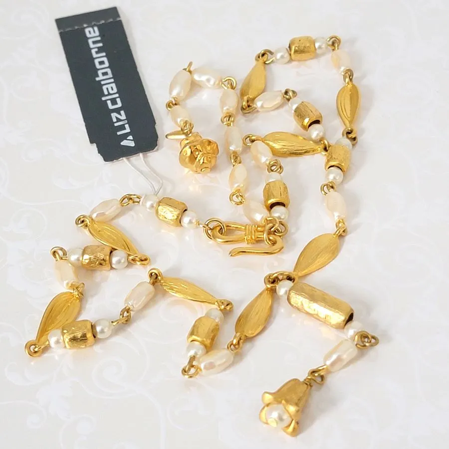 Liz Claiborne Faux Pearl Y Style Choker