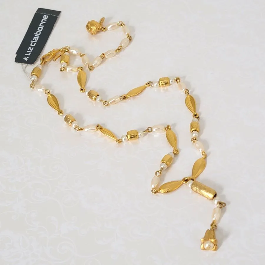 Liz Claiborne Faux Pearl Y Style Choker