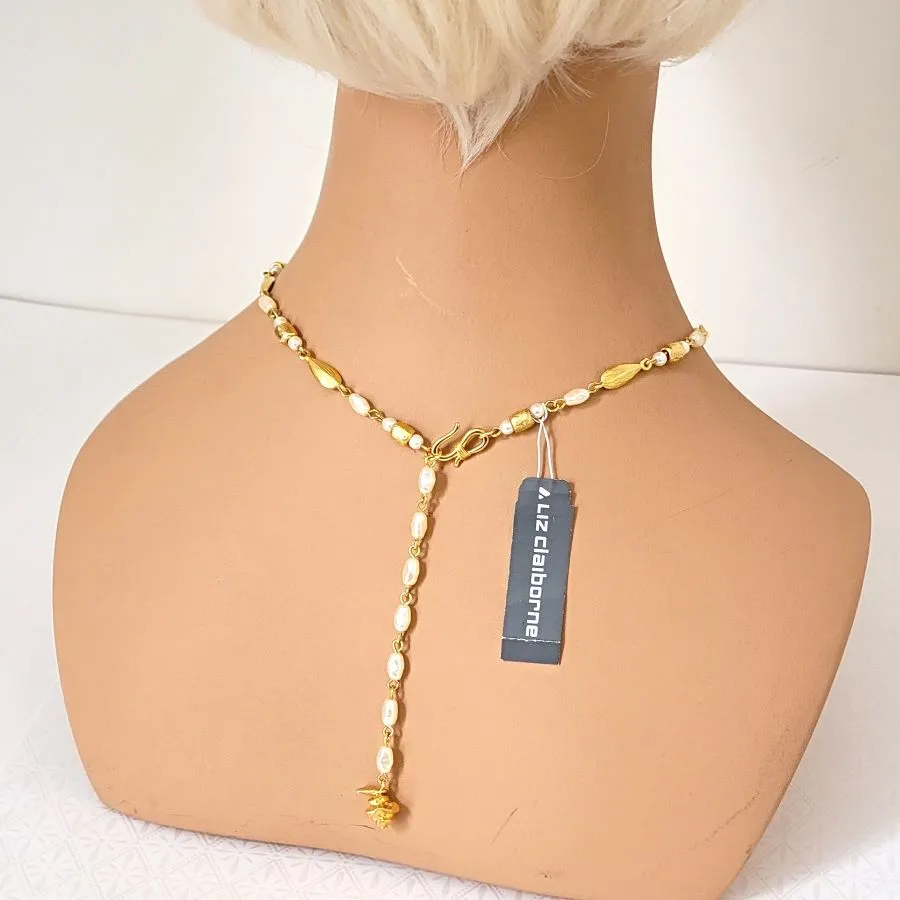 Liz Claiborne Faux Pearl Y Style Choker