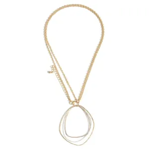 Long Necklace with Mixed Metal Pendant