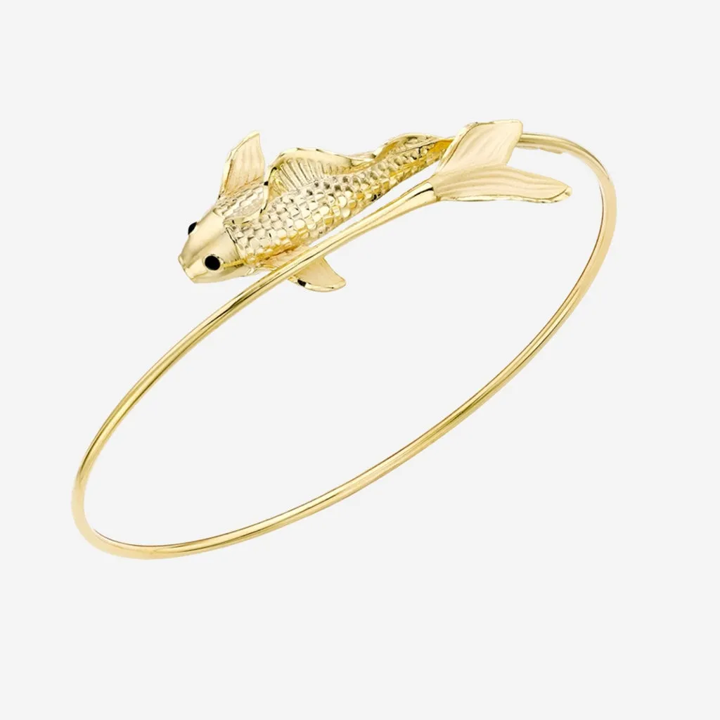 Lucky Koi Fish Bangle | 9ct Gold