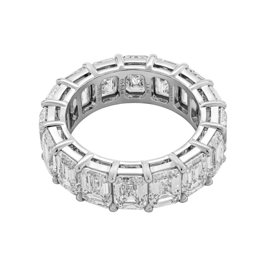LUISA 11 Carat Emerald Cut Diamond Eternity Band in Platinum 70 pointer GIA Certified By Mike Nekta SIZE 6.75