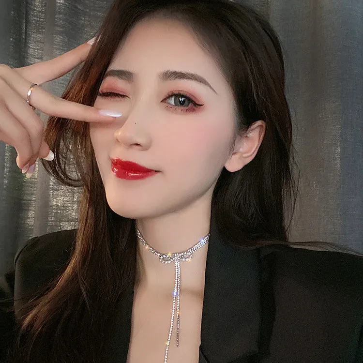 Luxury Trendy Crystal Choker Necklace Clavicle Chain Necklace For Women Wedding Fashion Jewelry Collar