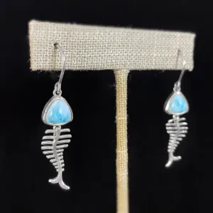 Marahlago Larimar and Sterling Silver Fishbone Earrings