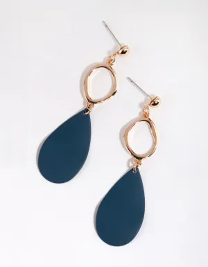 Matte Navy Pear Drop Earrings