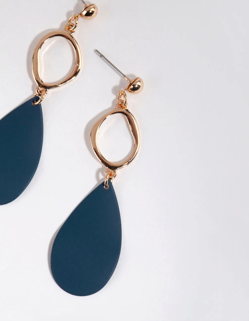 Matte Navy Pear Drop Earrings