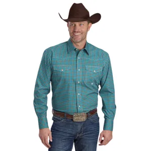 Men's Blue Amarillo Print Long Sleeve Pearl Snap Shirt