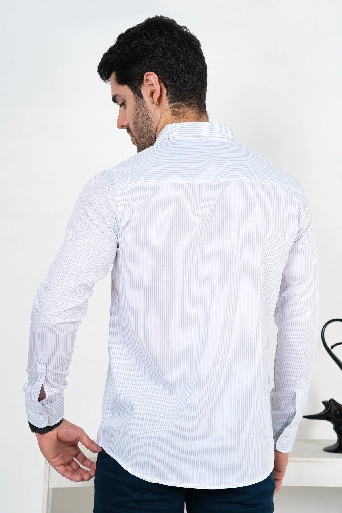 Men's "JAMIR" Cotton Full Sleeves Striped Casual Shirt